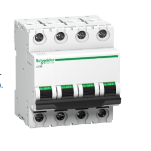 Schneider Miniature circuit breaker 10 kA, Acti 9, 4P, 25 Amps