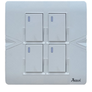 Aqua Arrow Series White 4 Gang Switch