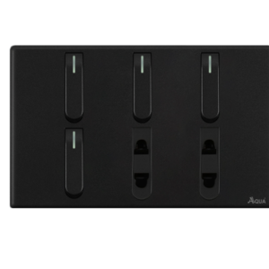 AQUA NEO SUPER BLACK 4 GANG SWITCH + 2 SOCKET