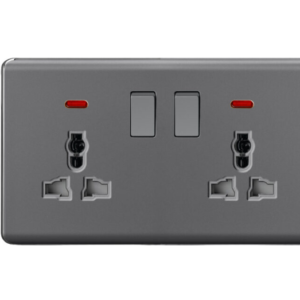 Aqua Elegance Grey Double Universal Sockets